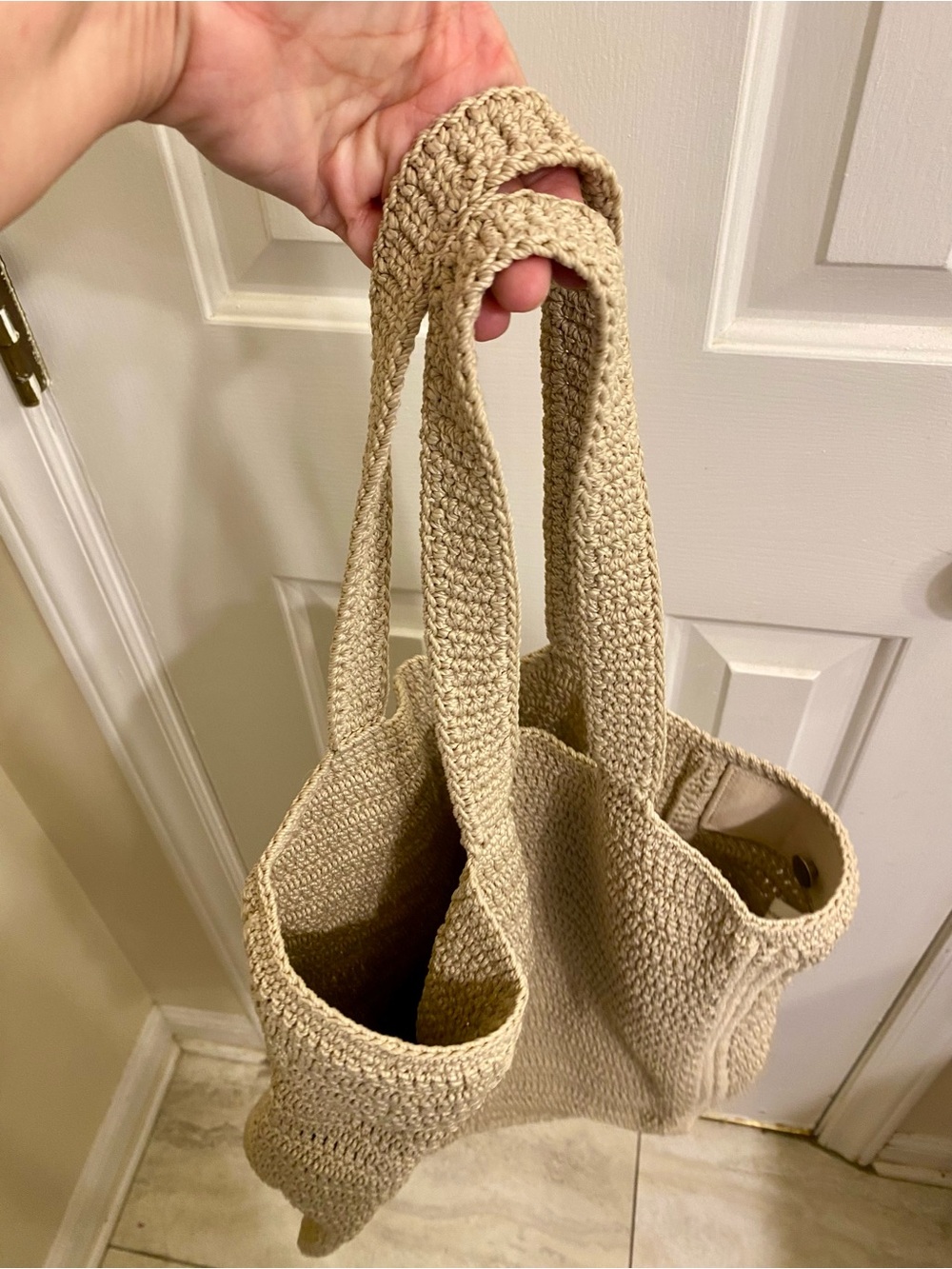 BEAUTIFUL BOHO CROCHET FLORAL LARGE TOTE BAG COTTAGECORE MARKET TOTE BAG PURSE - Picture 14 of 16